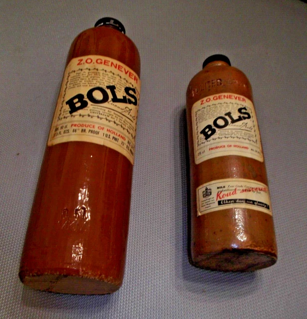 2 x Vintage BOLS Z.O.Genever Bottles
