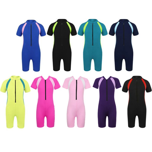 Costume in neoprene bambini costumi da bagno maniche corte costumi da bagno ragazzi ragazze costume da nuoto pantaloni