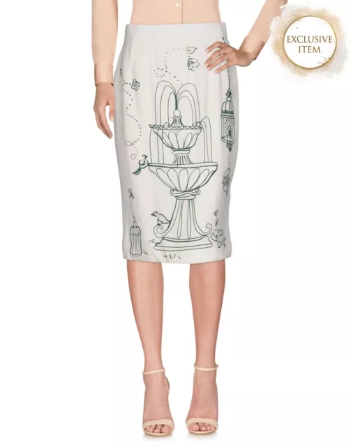 €1210 DOLCE & GABBANA Pencil Skirt IT42 US6 UK10 M Fairytale Print Made in Italy