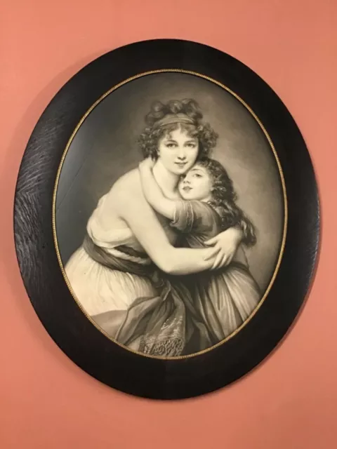 Madame Vigee Lebrun & Daughter Large Oval Ebonized Quarter Sawn Oak Frame