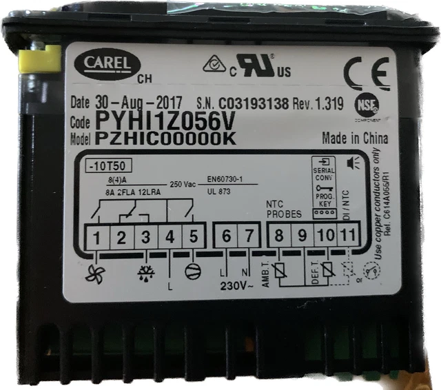 CAREL CONTROLLER PZHIC00000K For Freezer / Freezer Room 8 Amps Relay