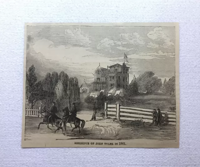 1877 Rivista Incisione ~ Residenza Di John Tyler