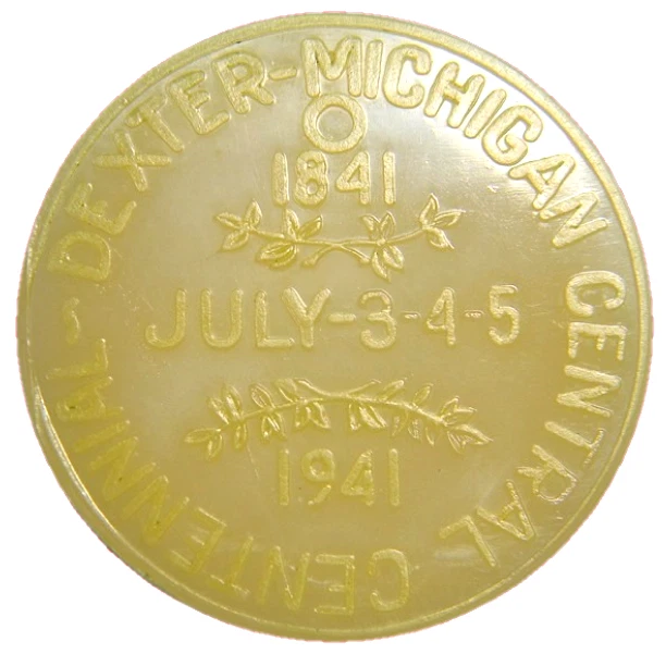 1941 Dexter Michigan Central Centennial Translucent Composite Medal (006) 2