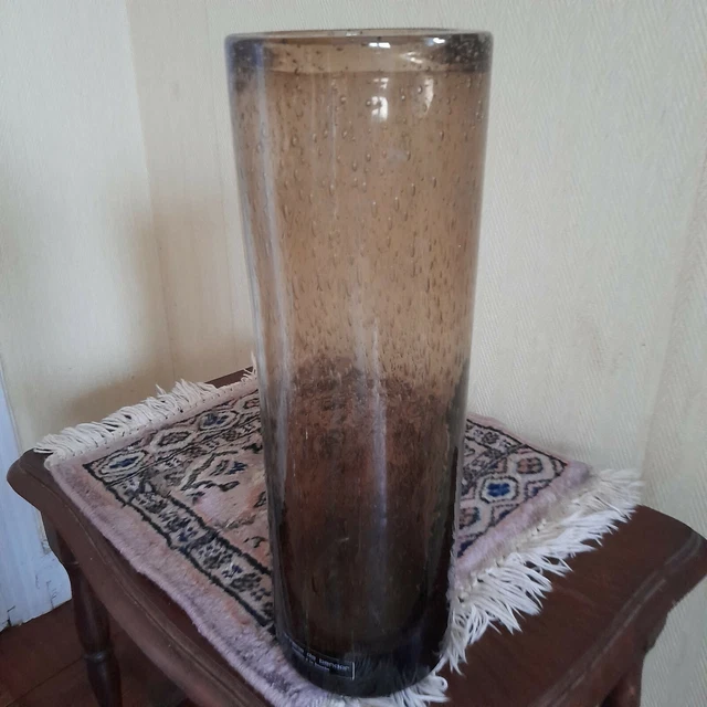 Grand Vase en Verre Bullé, Verrerie de Bendor, Années 60, Très Bon État.