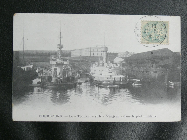 Cpa Marine Militaire : Cherbourg - Le "Tonnant" Et Le "Vengeur" Dans Le Port