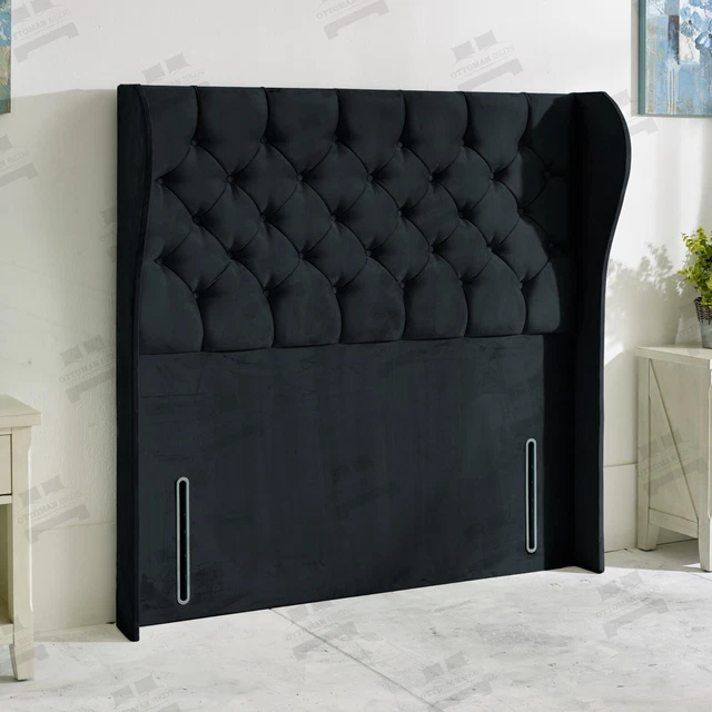 LUXURY CURVED WING Chesterfield Upholstered Floor Standing Bed