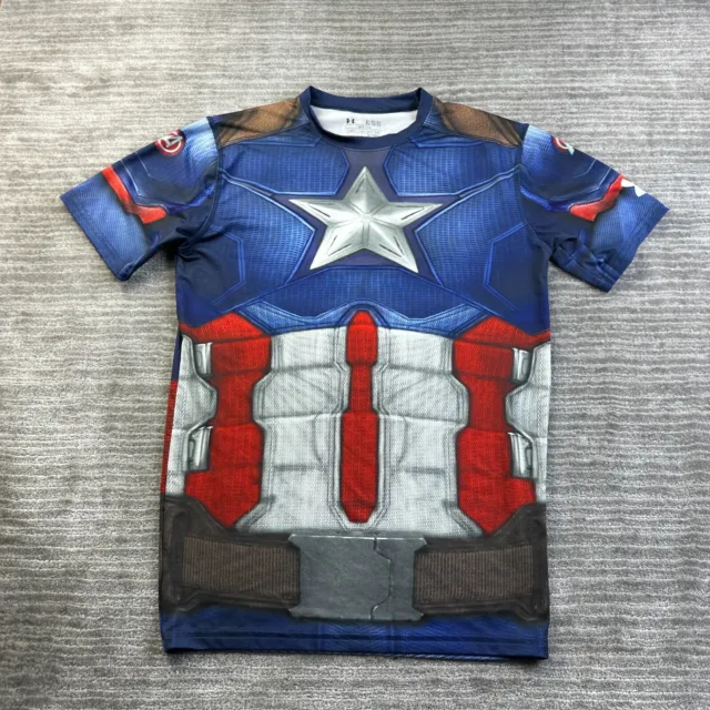 Under Armour Shirt Mens XL Blue Captain America Civil War Compression Marvel