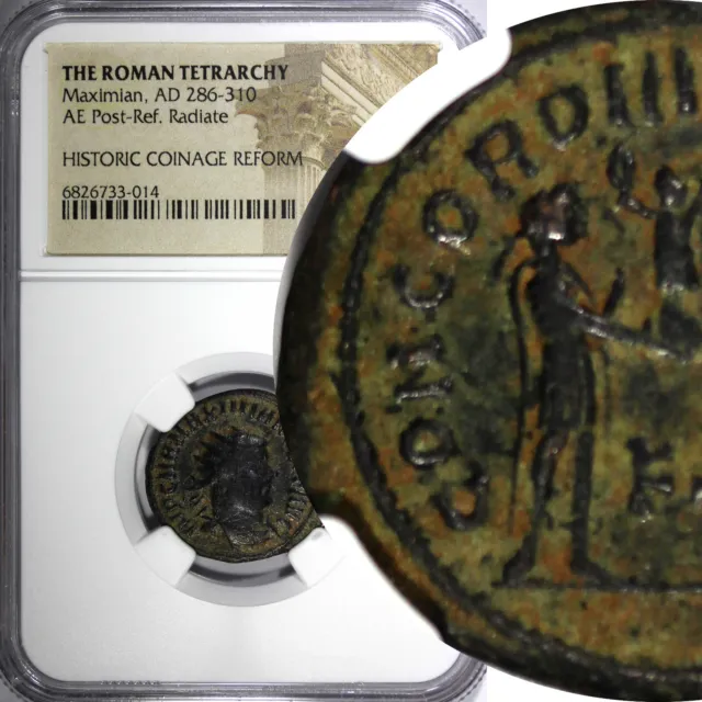 Roman Maximian,AD286-310 AE Post-Ref.Radiate / Victory From Jupiter NGC (014)