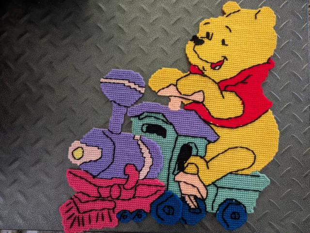 DISNEY'S WINNIE the POOH ALL ABOARD Plastic Canvas Nursery Wall Decor Art
