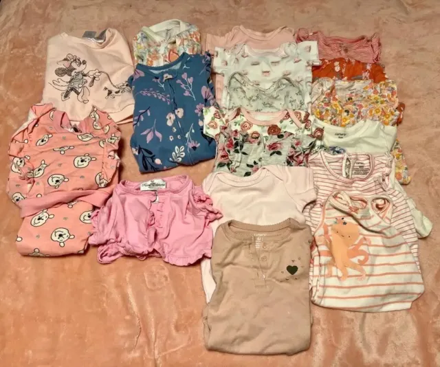 3-6 months Baby Girl Clothes Lot Bundle - Washed Or New Carters And Disney Brand