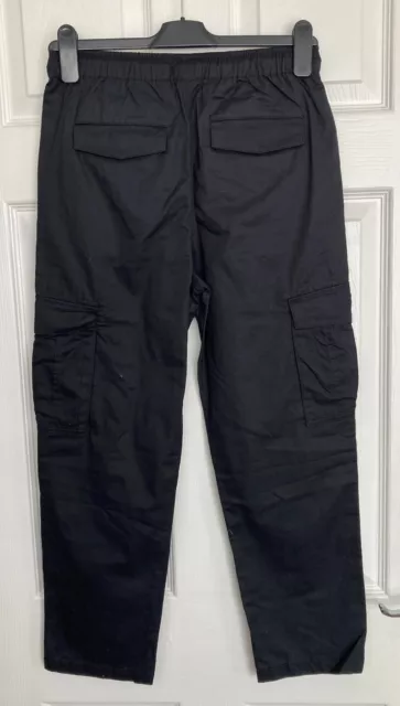 NEW NEXT Boys Black Pull On Drawstring Cargo Trousers Sizes 5, 12 & 13 Years 2