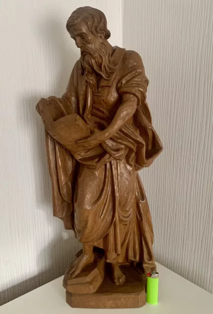 Geschnitzt alte Figur Heiliger Paulus „ER“ handgeschnitzt Holzfigur 63 cm 5,8kg