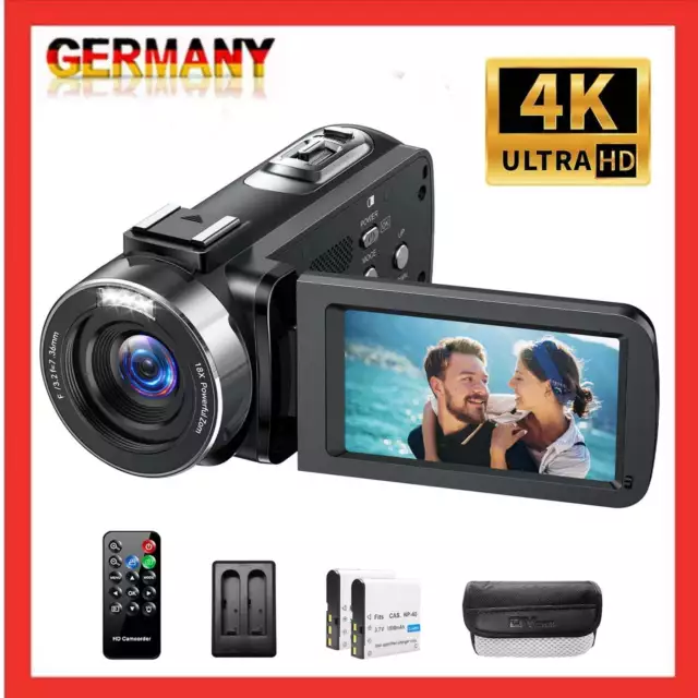 ✅4K Videokamera 42MP Camcorder 18X Digitalzoom Nachtsichtkamera Recorder YouTube