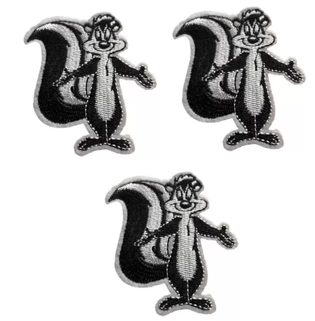 Looney Tunes Pepe Le Pew Standing Embroidered 3" Tall Iron on SET of 3 PATCHES