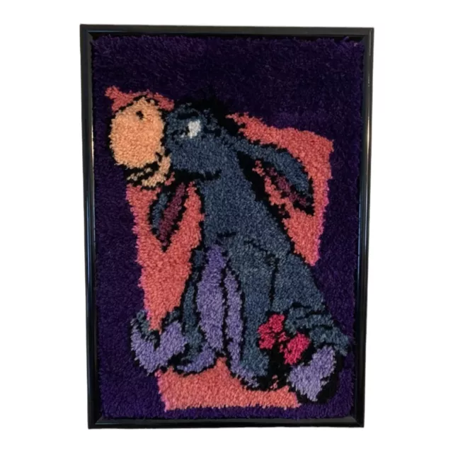Eeyore Looking Up Latch Framed Hook Rug, 31 X 22, Purple & Pink, Winnie The Pooh