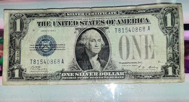 1928 A $1 Silver Certificate Funny Back