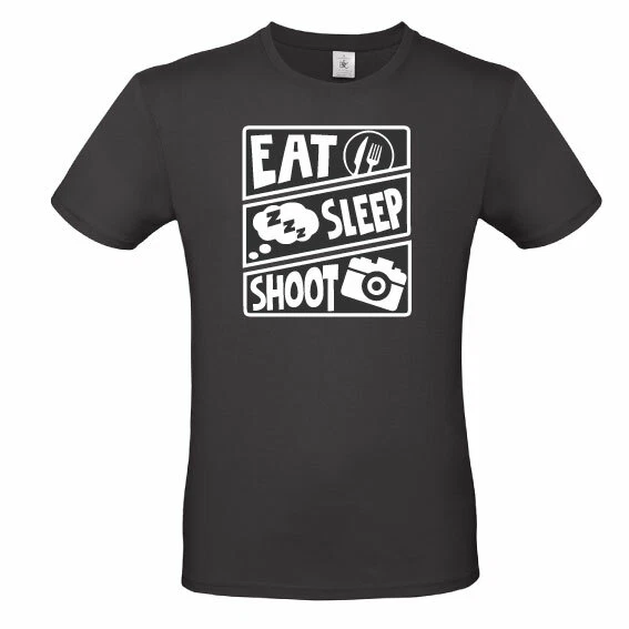 T-SHIRT  EAT SLEEP SHOOT macchina fotografica fotografo fotografia
