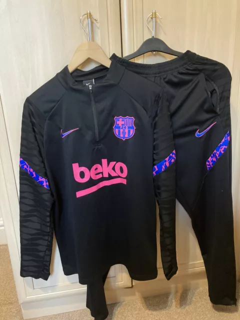 Nike FC Barcelona Strike Drill Training Top Pants Dri Fit Tracksuit Kit Slim