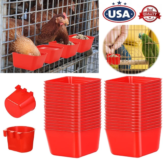 Mcage Lot Of 4 White Plastic Bird Cage Seed And Water Feeder Cups Model 8053