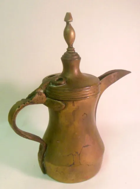 Vtg Antique DALLAH Coffee POT Arabic MIDDLE EASTERN ISLAMIC Brass 12" 2
