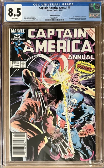 Captain America Annual #8 CGC 8.5 - Newsstand - Cap vs Wolverine - Marvel 1986