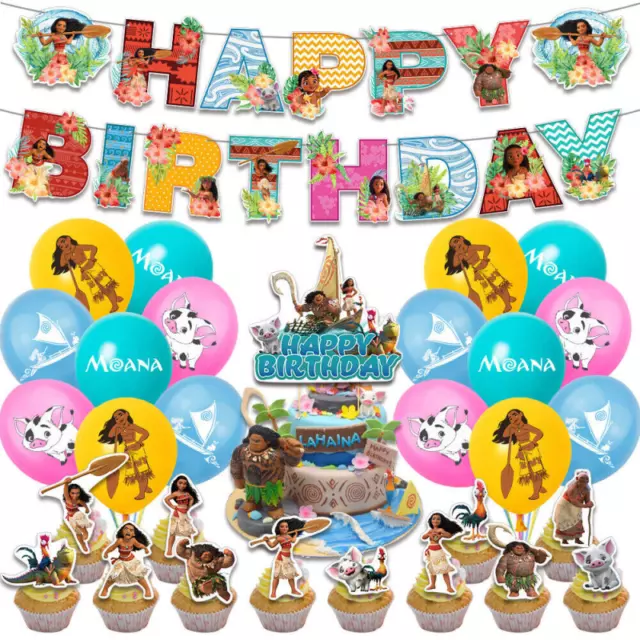 New Cartoon Moana Theme Backdrop Birthday Party Decorations Supplies Set
