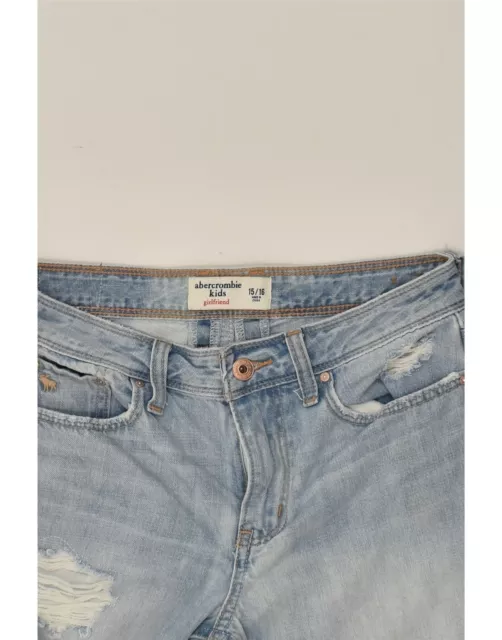 Jeans sottili ABERCROMBIE & FITCH per ragazze effetto invecchiato 15-16 anni W25 L14 blu AM07 3