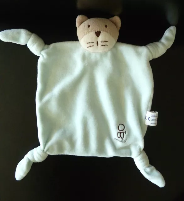 46- DOUDOU PLAT OB OBAIBI OKAIDI CHAT ours BLEU / VERT D'EAU  - TBE
