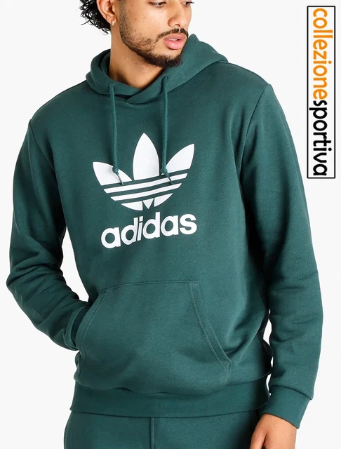 FELPA UOMO/DONNA ADIDAS ADICOLOR CLASSICS TREFOIL- HK7270 col. verde/bianco