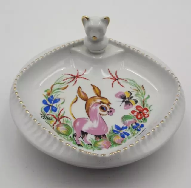 Assiette Bouillie Bebe Porcelaine Limoges Labesse Signe Otha Ane Bouchon Ourson