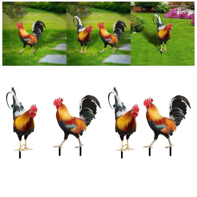 Patio Stake Rooster Animal Statue Figures Lifelike Chicken Sculpture Hen Garden