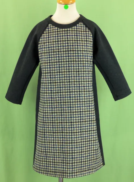 Crewcuts girl DRESS Wool gray houndstooth long sleeve shift EUC Size 10