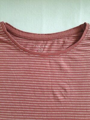 Ladies Girls XS stretch stripe T-shirt crew neck long sleeve Size 6-8  PRIMARK
