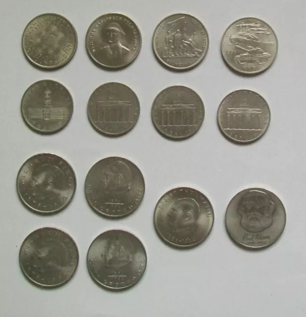 14 Stk. DDR Münzen – 5 / 10 / 20 DDR Mark
