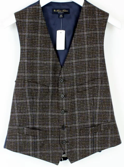 Brooks Brothers Regent Gilet Uomo UK 40 Lana Misto Seta con Motivo con Bottoni