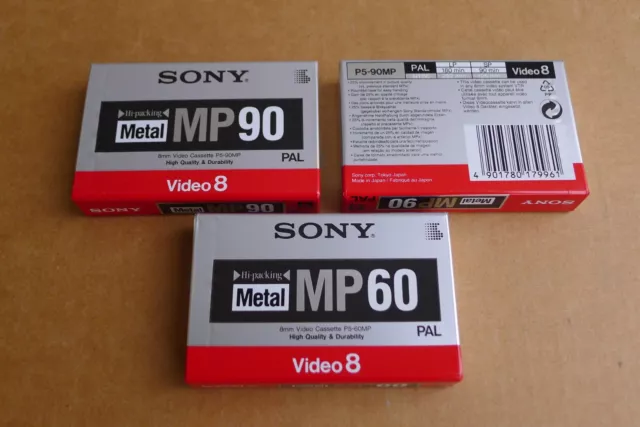 Sony P5-MP 90/60 Video 8 Kassetten. Drei Stück. Neu und OVP.