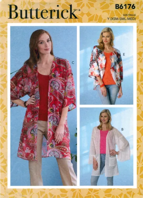 Butterick 6176  EASY  Misses Open Front Kimono Very Loose Fitting Sewing Pattern
