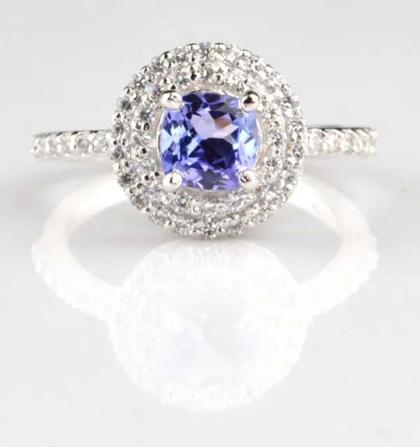 1.90Ct AA Natural Royal Blue Tanzanite & IGI Certified Diamond Ring In 14KT Gold