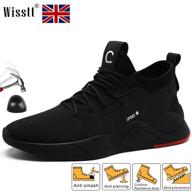 AUXDIQ Veiligheidsschoenen Heren Dames Lichtgewicht Werkschoenen Stalen Neus Beschermende Schoenen, Zwart, 36 EU
