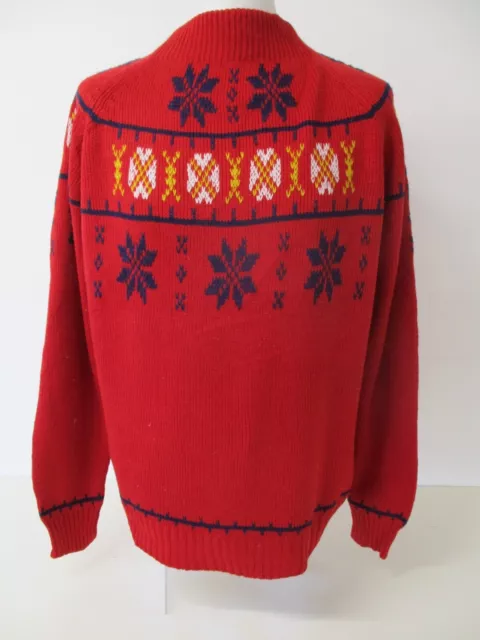 Fairisle Icelandic Sweater, JC Penney, Red Jumper, High Neck, To Fit 44" Chest