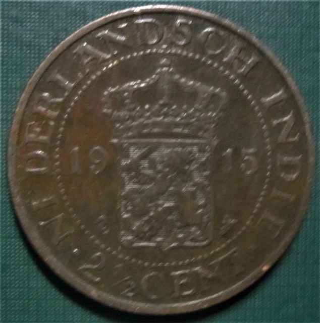 INDIONESIA DUTCH 1915 (Netherlands) Two & Half Cent (East Indies ) Coin Y