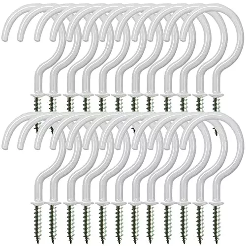 24Pack 2.9 Inch Ceiling Hooks Heavy Duty Vinyl Coated Screw in Hanging Hooks