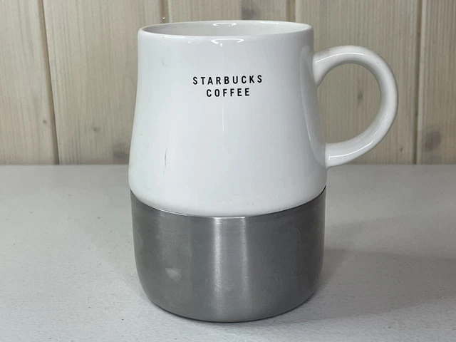 Starbucks Urban Desk White Ceramic Stainless Steel Travel Mug 2005 14 ounce
