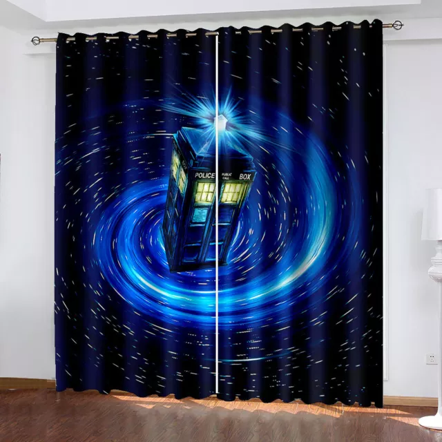 Mystery Doctor Who Bedroom Curtains Ring Blackout Door Decor UV Protect