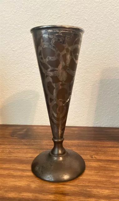 RARE Arts & Crafts BENEDICT Studio Viking Silver & Copper #191 Vase - 7.75"