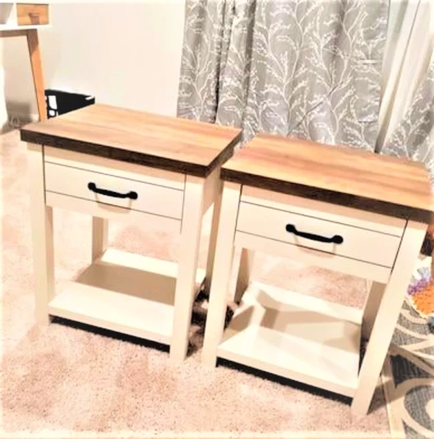 Set of 2 Gorgeous Farmhouse Wooden End Side Tables For Living Room/Bedroom