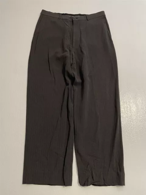 Armani Collezioni 34 x 30 Gray Textured Herringbone Shirt Grip Tapered Trousers