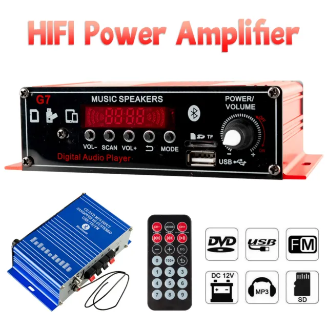 12V Bluetooth HiFi Power Amplifier Mini Audio Digital Stereo FM AMP Remote 400W