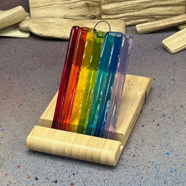 Fused Glass Art - Small Wall Hanging -  Rainbow Colours - handmade