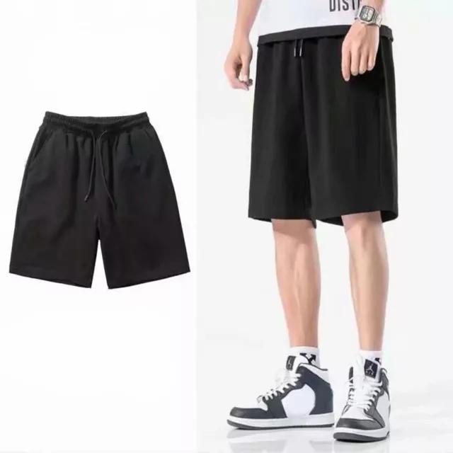 Short décontracté droit homme noir ample extérieur beau coréen